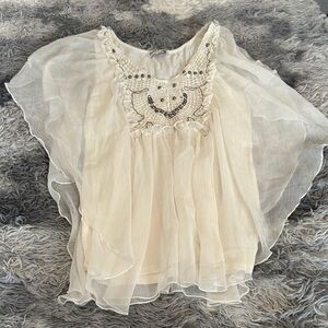 Elegant Cream Embellished Women's Blouse